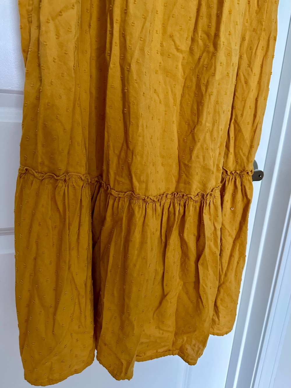 Old Navy Mustard Yellow Tiered Boho Maxi Dress With Tassels Size MTall - Picture 3 of 5